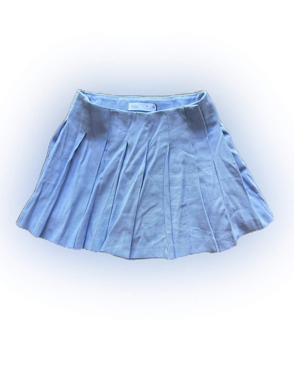 BNWT Zara Girls Light Blue Pleated Skirt Summer School Uniform. Size 9